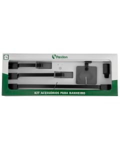 KIT ACESS. SPOT P/BANHEIRO PRETO C/5PÇS ALUMINIO 95730 - PEVILON